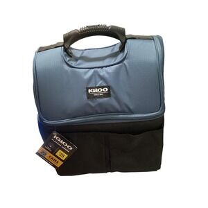 Igloo Playmate Gripper 22 Can Cooler Bag Blue Black Insulated Lunch Box New
